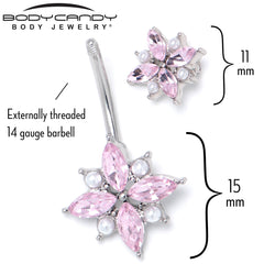 Pink Gem Star Power Double Mount Belly Ring