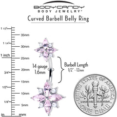 Pink Gem Star Power Double Mount Belly Ring