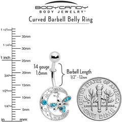 Blue Gem Lunar Dragonfly Dangle Belly Ring