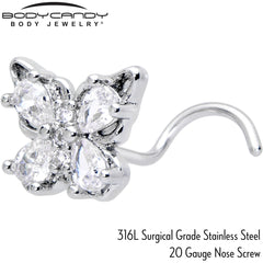20G 7mm Clear Gem Baroque Beauty Butterfly Left Side Nose Screw