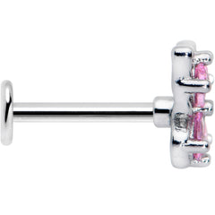 16G 5/16 Pink Gem Baroque Butterfly Internally Threaded Labret