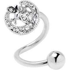 Clear Gem Lunar Dragonfly Spiral Twister Belly Ring