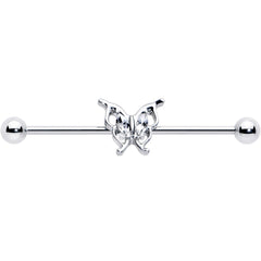 14G Clear Gem Fancy Fab Butterfly Industrial Barbell 38mm
