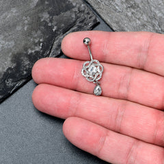 Clear Gem Celtic Knot Elegance Dangle Belly Ring