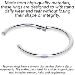 16G 9/16 316L Surgical Steel Precision Hinged Segment Hoop