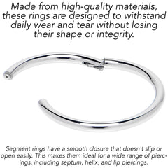 18G 7/16 316L Surgical Steel Precision Hinged Segment Hoop