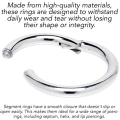 16G 1/4 316L Surgical Steel Precision Hinged Segment Hoop