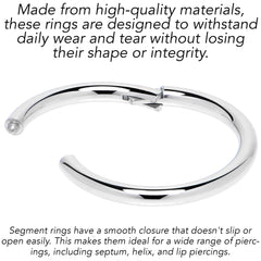 16G 9mm 316L Surgical Steel Precision Hinged Segment Hoop