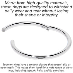 16G 13mm 316L Surgical Steel Precision Hinged Segment Hoop