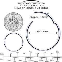 16G 5/8 316L Surgical Steel Precision Hinged Segment Hoop