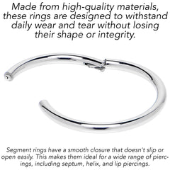 16G 5/8 316L Surgical Steel Precision Hinged Segment Hoop