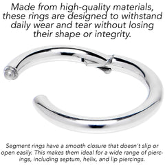 14G 7/16 316L Surgical Steel Precision Hinged Segment Hoop