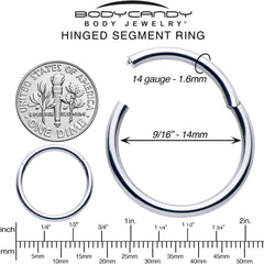 14G 9/16 316L Surgical Steel Precision Hinged Segment Hoop