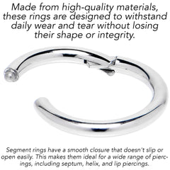 12G 3/8 316L Surgical Steel Precision Hinged Segment Hoop