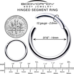 12G 9/16 316L Surgical Steel Precision Hinged Segment Hoop