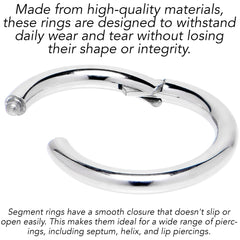 6G 9/16 316L Surgical Steel Precision Hinged Segment Hoop