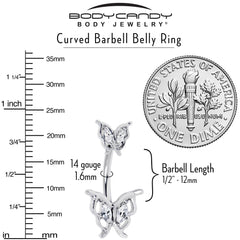 Clear Gem Fancy Fab Butterfly Double Mount Belly Ring