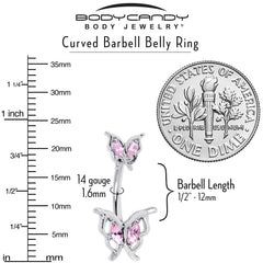 Pink Gem Fancy Fab Butterfly Double Mount Belly Ring