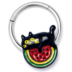 16G 3/8 Watermelon Cat Love Hinged Segment Ring