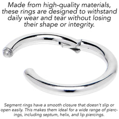 8G 1/2 316L Surgical Steel Precision Hinged Segment Hoop