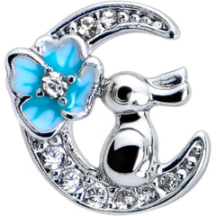 16G 5/16 Clear CZ Gem Rabbit Moon Blue Internally Threaded Labret