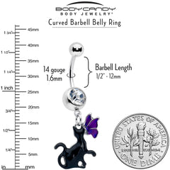 Clear Gem Butterfly Purple Black Cat Dangle Belly Ring