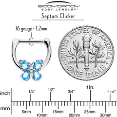 16G 5/16 Blue Gem Baroque Beauty Butterfly Cartilage Clicker