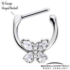 16G 5/16 Clear Gem Baroque Beauty Butterfly Cartilage Clicker