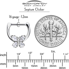 16G 5/16 Clear Gem Baroque Beauty Butterfly Cartilage Clicker