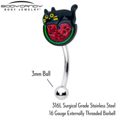 16G 5/16 Watermelon Cat Love Curved Eyebrow Ring