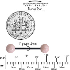 Pastel Shimmer Peach Ends Barbell Tongue Ring