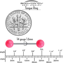 Pastel Shimmer Pink Ends Barbell Tongue Ring