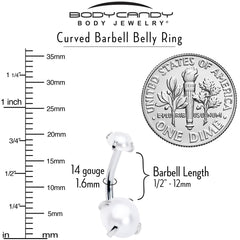 Opaque White Faux Pearl June Birthstone Double Mount Belly Ring