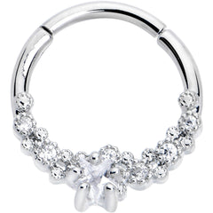 16G 3/8 Clear CZ Gem Starfish Supreme Hinged Segment Ring