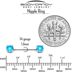 14G 9/16 Blue CZ Gem December Birthstone Nipple Ring Set