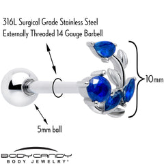 Blue Gem Twining Vine Barbell Tongue Ring