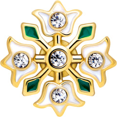 Clear Gem Gold Tone Flower Wreath Barbell Tongue Ring