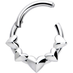 16G 5/16 3D Hearts Hinged Segment Ring
