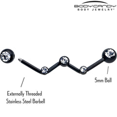 14G Clear Gem Black Constellation Style Project Bar 32mm