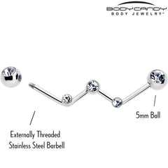 14G Clear Gem Constellation Style Project Bar 32mm