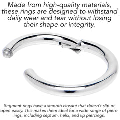 10G 1/2 316L Surgical Steel Precision Hinged Segment Hoop