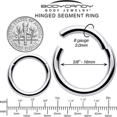 8G 5/8 316L Surgical Steel Precision Hinged Segment Hoop