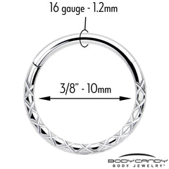 16G 3/8 Implant Grade Titanium Snakeskin Style Hinged Segment Ring