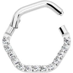 16G 5/16 Clear CZ Gem Hexagon Shape Hinged Segment Ring