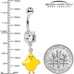 Clear Gem Sweet Yellow Baby Chick Dangle Belly Ring