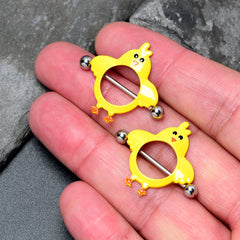 14G 9/16 Little Yellow Chicks Nipple Shield Set
