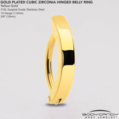 Gold Tone Smooth Simple Style Hinged Hoop Belly