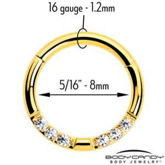 16G 5/16 CZ Gem Forward Facing Hinged Segment Ring