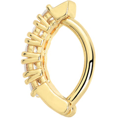 Clear CZ Gem Gold Tone Glamour Quintet Hinged Hoop Belly Ring