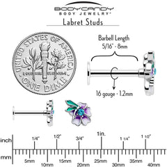 16G 5/16 Blue Gem Faerie Flower Purple Labret Monroe Tragus